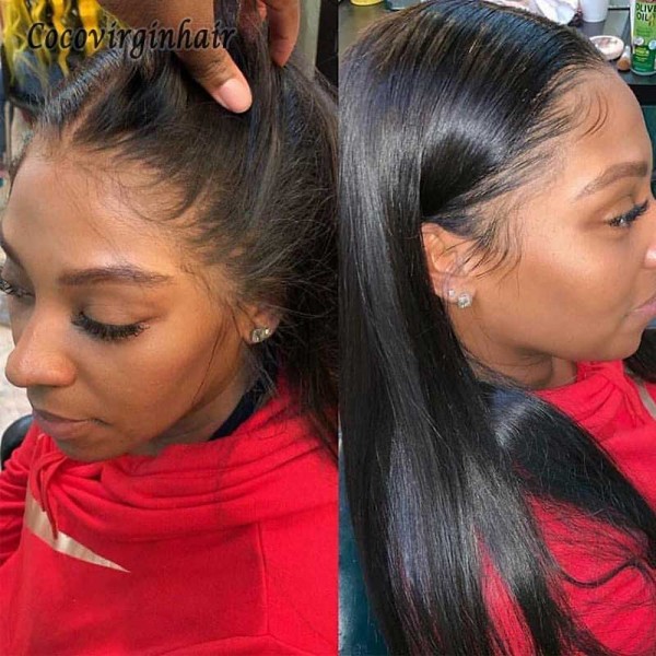 100% brazilian human hair full lace wig for black women,human hair 13*4 lace wig with baby hair