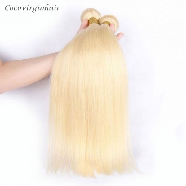 bundles with closure 4x4 natural and blonde 613 straight and body wave human hair