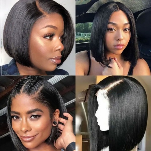  Short Bob Wigs Brazilian Remy Hair Straight 13x4 Lace Front Human Hair Bob Wigs for Women Pre Plucked With Baby Hair