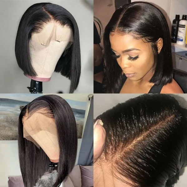  Short Bob Wigs Brazilian Remy Hair Straight 13x4 Lace Front Human Hair Bob Wigs for Women Pre Plucked With Baby Hair