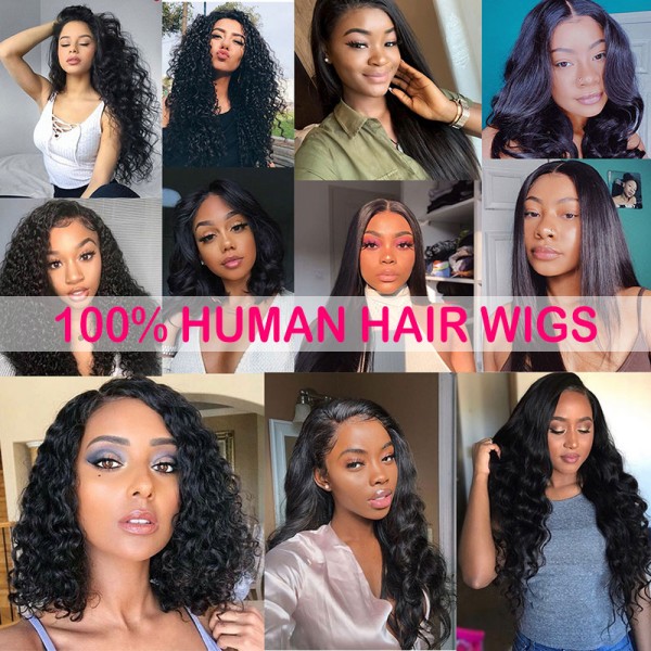 water wave frontal lace wig and brazilian human hair 150/180 density