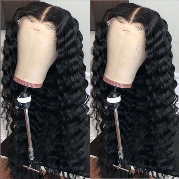 deep wave lace frontal wig raw human hair vendor natural black lace wigs for black women