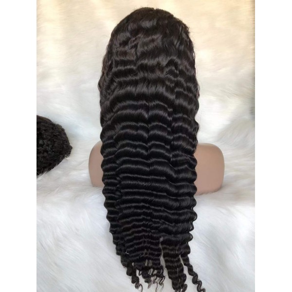 deep wave lace frontal wig 30 inch preplucked with baby hair human wigs for black women lace front