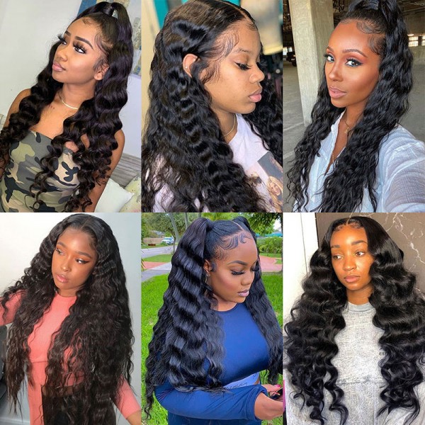 deep wave lace frontal wig 30 inch preplucked with baby hair human wigs for black women lace front