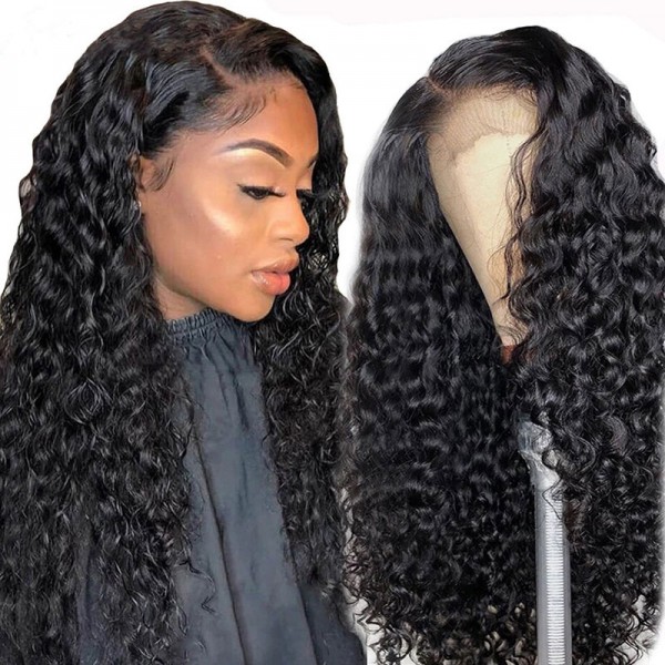 deep wave wigs human hair with lace frontal 14inch-30inch for sale