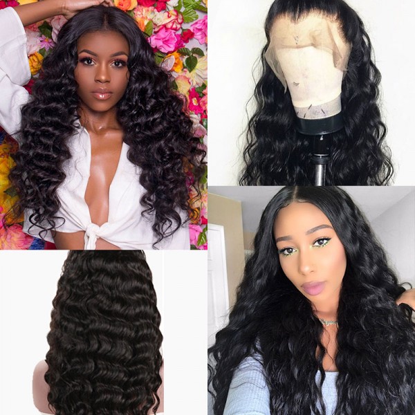 deep wave 13x4 lace frontal wigs with short medium and long length