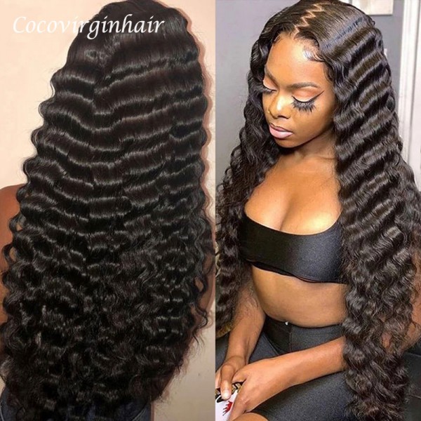 deep wave 13x4 lace frontal wigs with short medium and long length