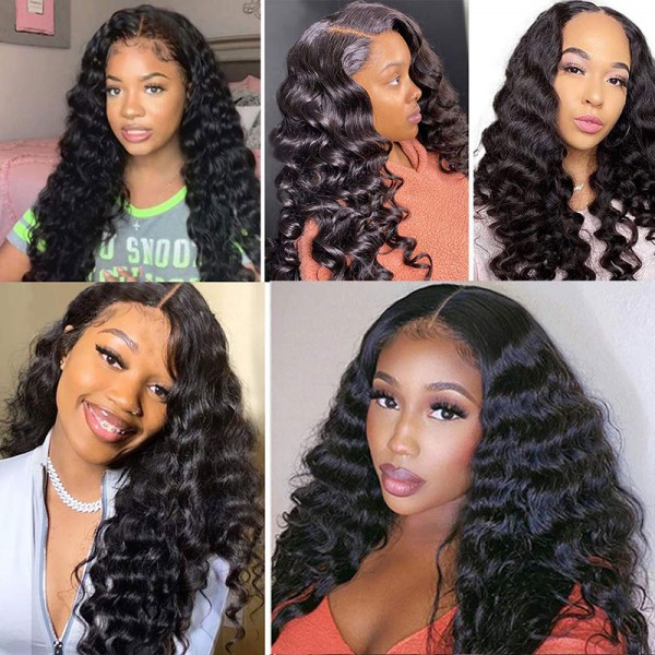 Loose Wave Wigs 100% Brazilian Virgin Human Hair Small Transparent Swiss Lace Wig 180%