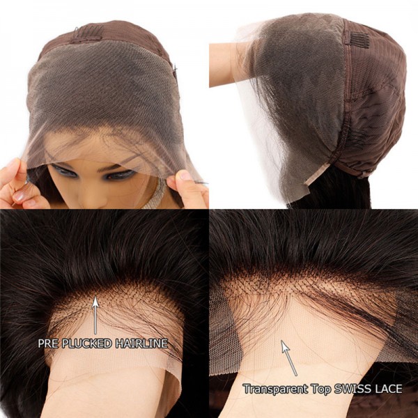 Straight Brazilian Virgin Cuticle Aligned Transparent Lace Front Wigs