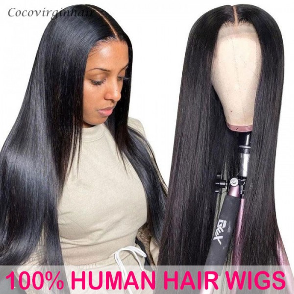 Straight lace front wigs 100% human hair cuticle aligned unprocessed 13*4 brazilian human straight hair lace front wig 150%