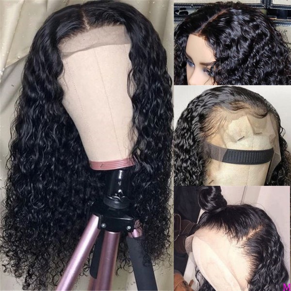 water wave frontal lace wig and brazilian human hair 150/180 density