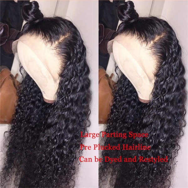 water wave frontal lace wig and brazilian human hair 150/180 density