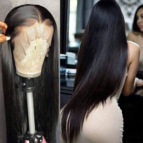 Straight Brazilian Hair Transparent HD Lace Front Wig Virgin Cuticle Aligned Human Hair