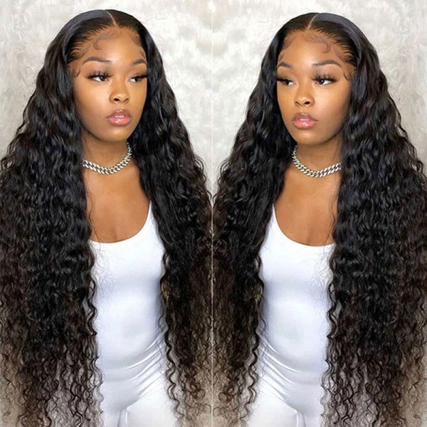 Deep Wave Cuticle Aligned Virgin Hair Raw Unprocessed Lace Frontal Wig For Black Women