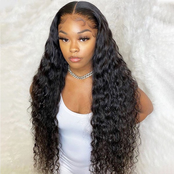 Water Wave Cuticle Aligned 100% Virgin Human Hair Wig Glueless Lace Front Wigs Overnight Delivery