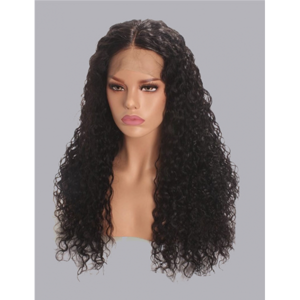 water wave wig 100% virgin human hairpre plucked hairline side part  wigs