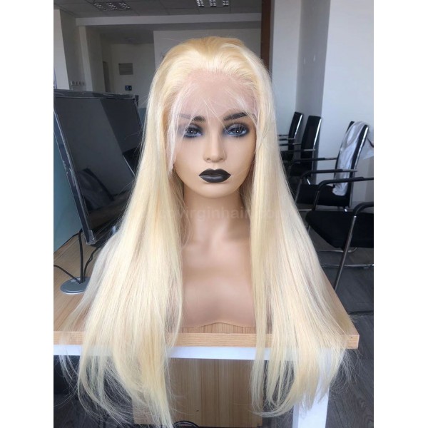 613 Transparent Lace Frontal Wigs 100% Unprocessed Virgin Brazilian Straight Human Hair 613 blonde hair