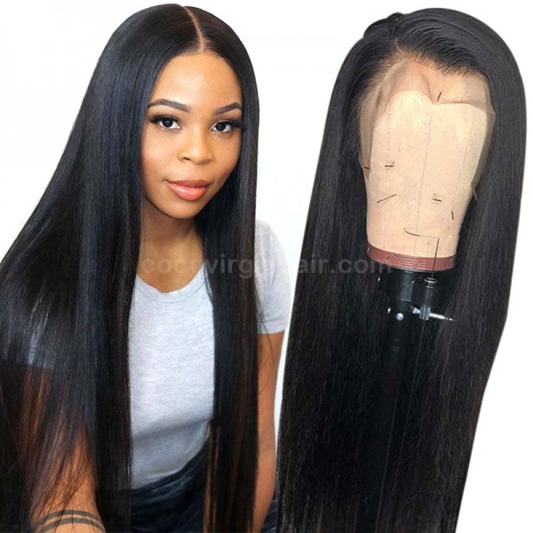 Straight Brazilian Virgin Cuticle Aligned Transparent Lace Front Wigs