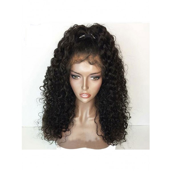 130% Density Deep Curly Transparent Full Lace Human Hair Wigs For Black Women,Wholesale Brazilian Virgin Hair Transparent Lace Front Wig With Baby Hair