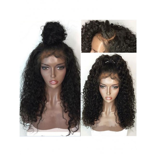 130% Density Deep Curly Transparent Full Lace Human Hair Wigs For Black Women,Wholesale Brazilian Virgin Hair Transparent Lace Front Wig With Baby Hair