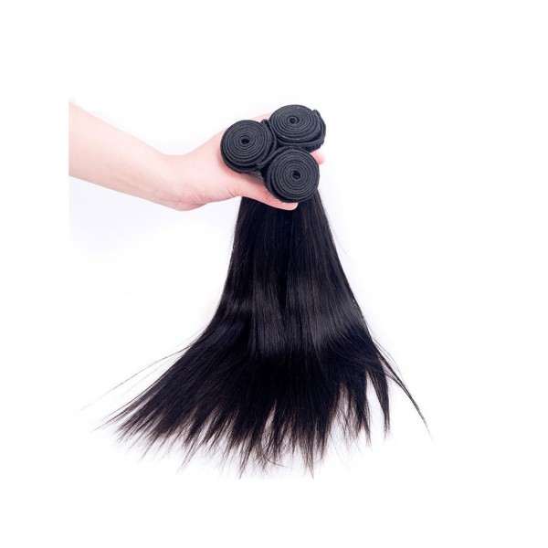 10a Raw Virgin Human Hair Weave Silk Straight Cuticle Aligned Hair Bundles In Stock