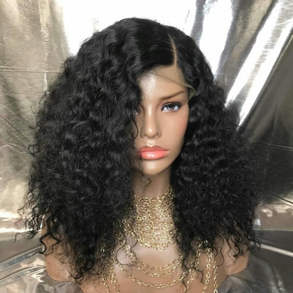 Deep Curly Full Lace Brazilian Human Hair Wig, Unprocessed 100% Human Hair Full Lace Wig, Natural Human Hair Wig For Black Women