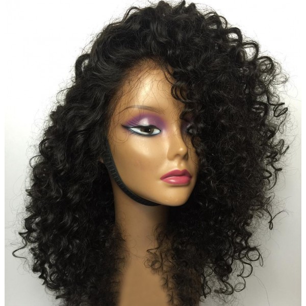 Deep Curly Full Lace Brazilian Human Hair Wig, Unprocessed 100% Human Hair Full Lace Wig, Natural Human Hair Wig For Black Women