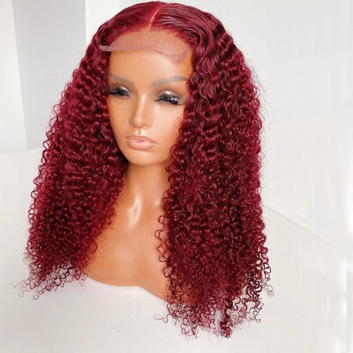 Burgundy Deep Curly 100% Virgin Raw Brazilian Cuticle Aligned Human ...