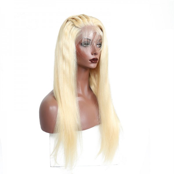 Straight Human Hair Wig 613 Long Blonde Natural Part Lace Front Wig full lace wig with baby hair qingdao hair factory Blonde Wig