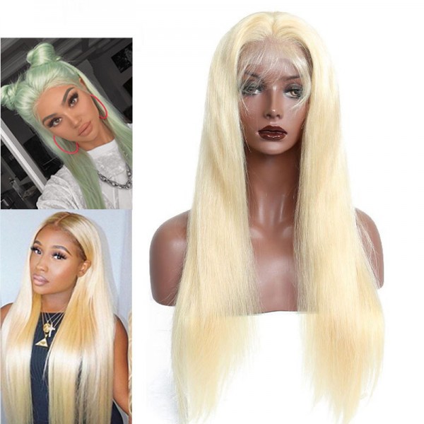 Straight Human Hair Wig 613 Long Blonde Natural Part Lace Front Wig full lace wig with baby hair qingdao hair factory Blonde Wig