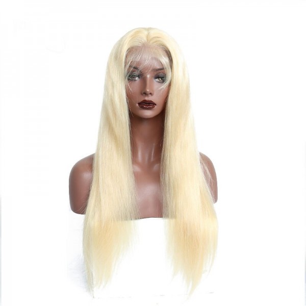 Straight Human Hair Wig 613 Long Blonde Natural Part Lace Front Wig full lace wig with baby hair qingdao hair factory Blonde Wig